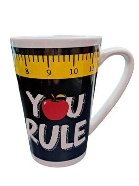 Teacher You Rule Coffee Mug Apple Ruler Latte Cup